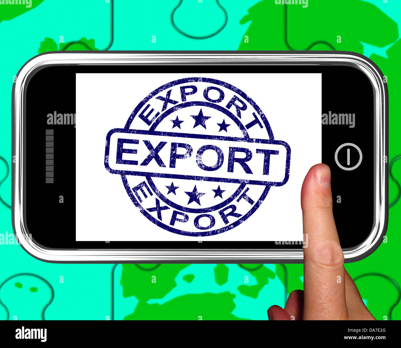 Export sur smartphone affiche l'expédition internationale ou de prestation mondiale Banque D'Images