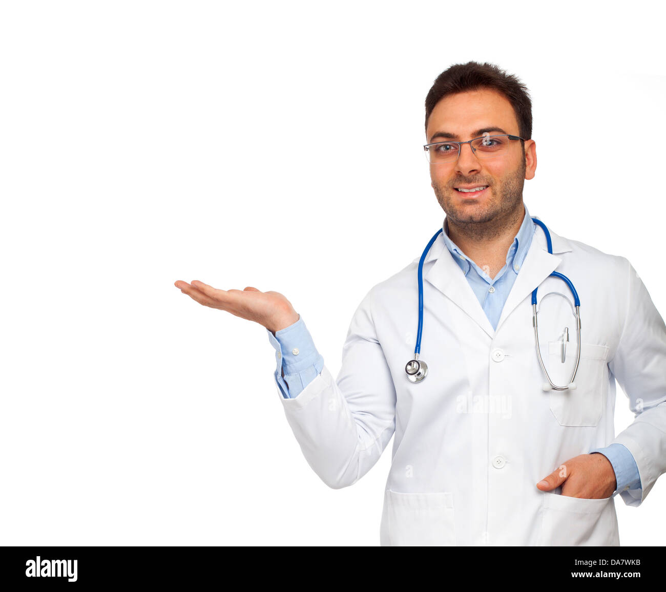 Beau jeune médecin isolated on white Banque D'Images