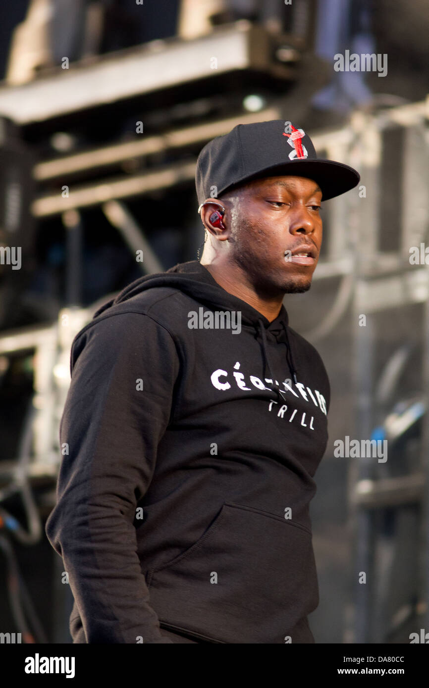 Dizzee Rascal en concert au festival de Glastonbury, Somerset, Angleterre, Royaume-Uni. Banque D'Images