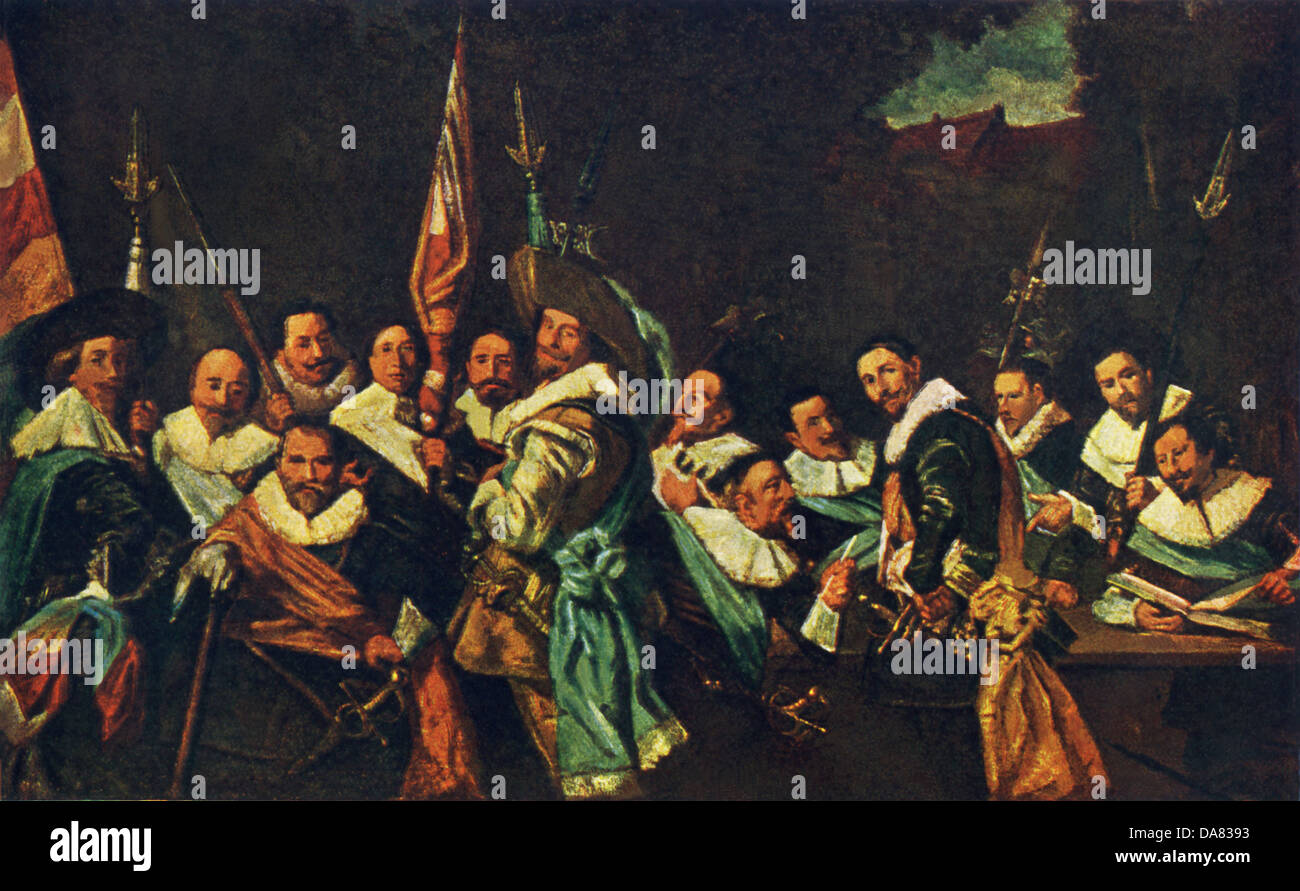 L'artiste néerlandais Franz Hals a peint les officiers de la Guilde de tir de Saint Adriaen en 1633. Banque D'Images