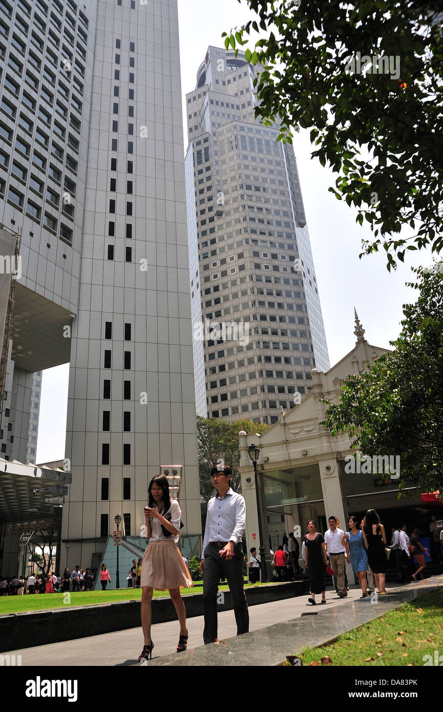 Les gens d'affaires Raffles Place Singapore Banque D'Images
