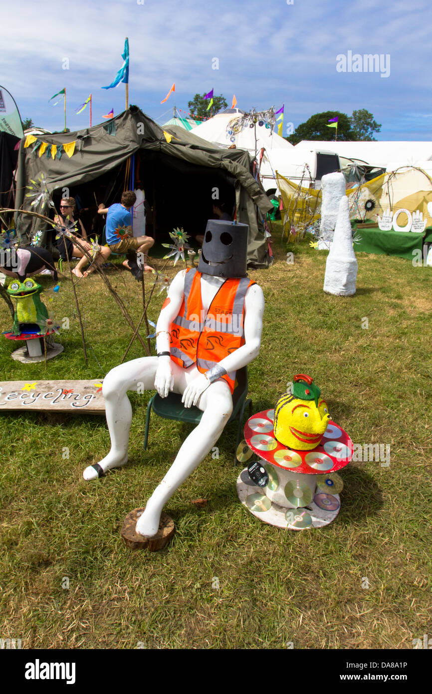 Champs verts festival de Glastonbury, Somerset, Angleterre, Royaume-Uni. Banque D'Images