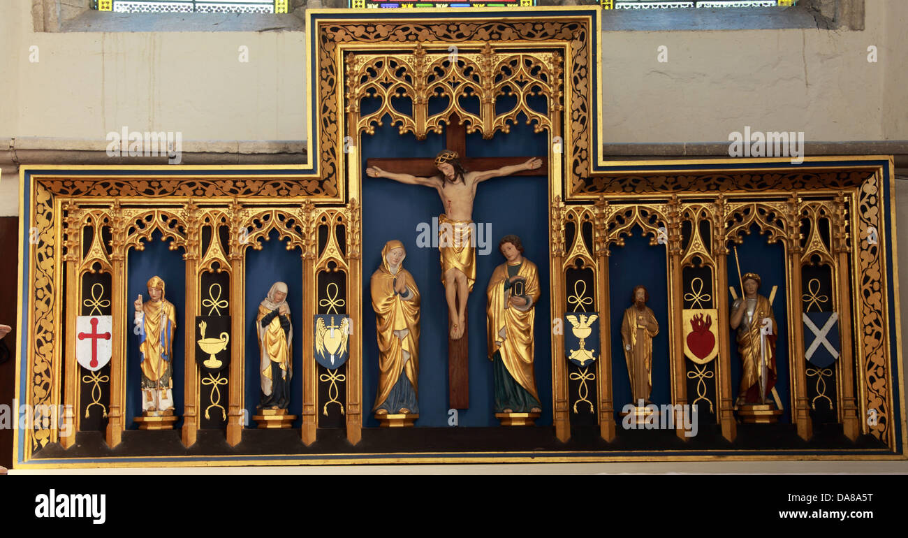 Détail de l'art autel dame chapelle de St Peter et St Paul, église paroissiale, Dorchester on Thames, Angleterre, RU Banque D'Images