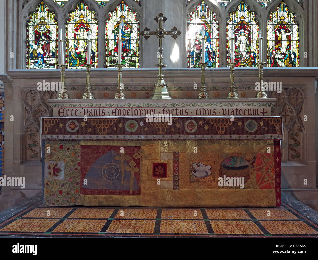 Détail de l'art autel dame chapelle de St Peter et St Paul, église paroissiale, Dorchester on Thames, Angleterre, RU Banque D'Images