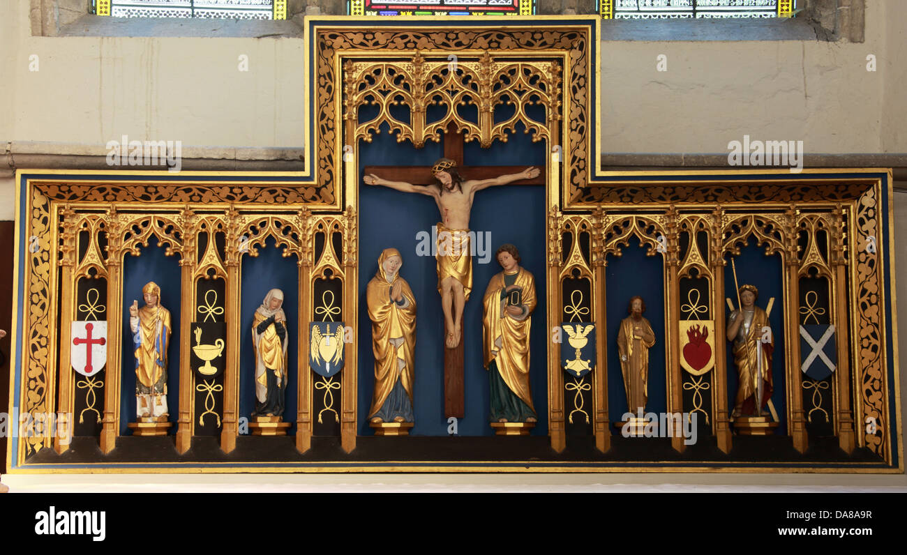 Autel d'or à partir de détails art dame chapelle de St Peter et St Paul, église paroissiale, Dorchester on Thames, Angleterre, RU Banque D'Images