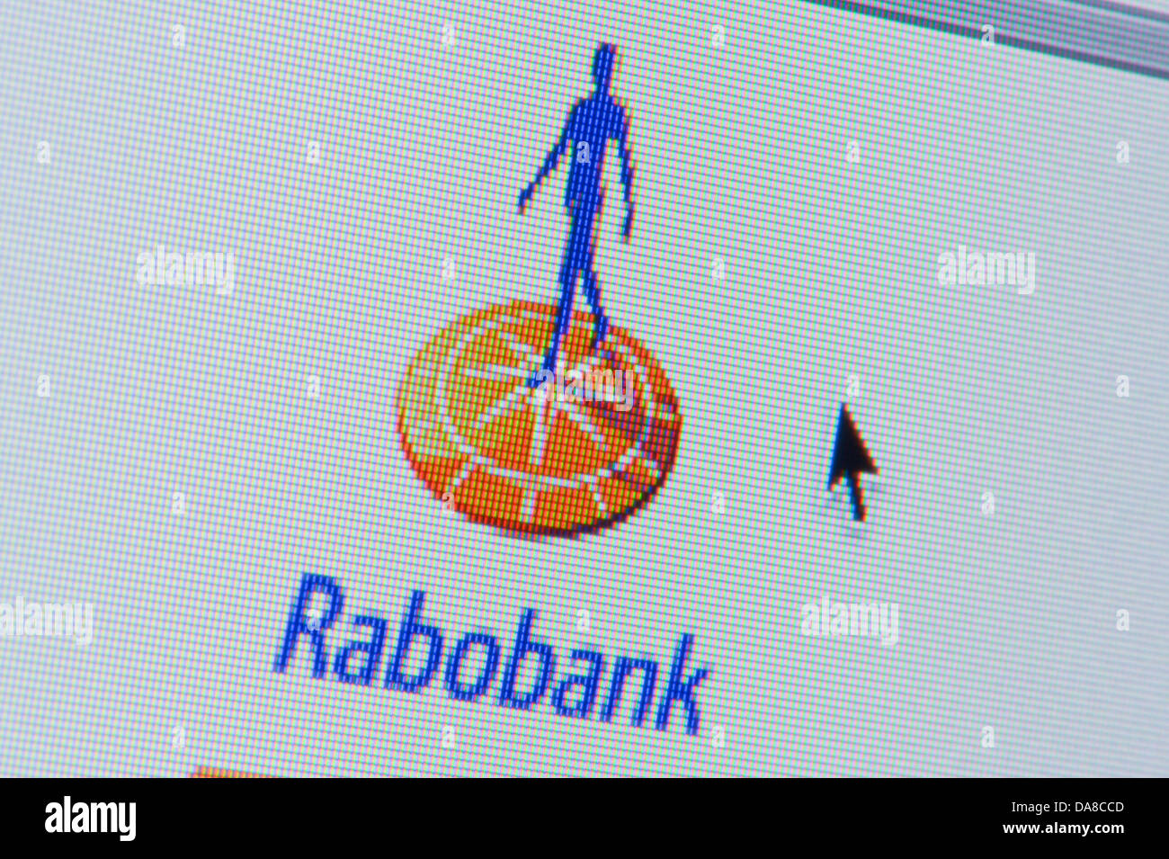 Close up de la Rabobank logo tel que vu sur son site web. (Usage éditorial uniquement : -Print, télévision, e-book et le comité éditorial du site). Banque D'Images