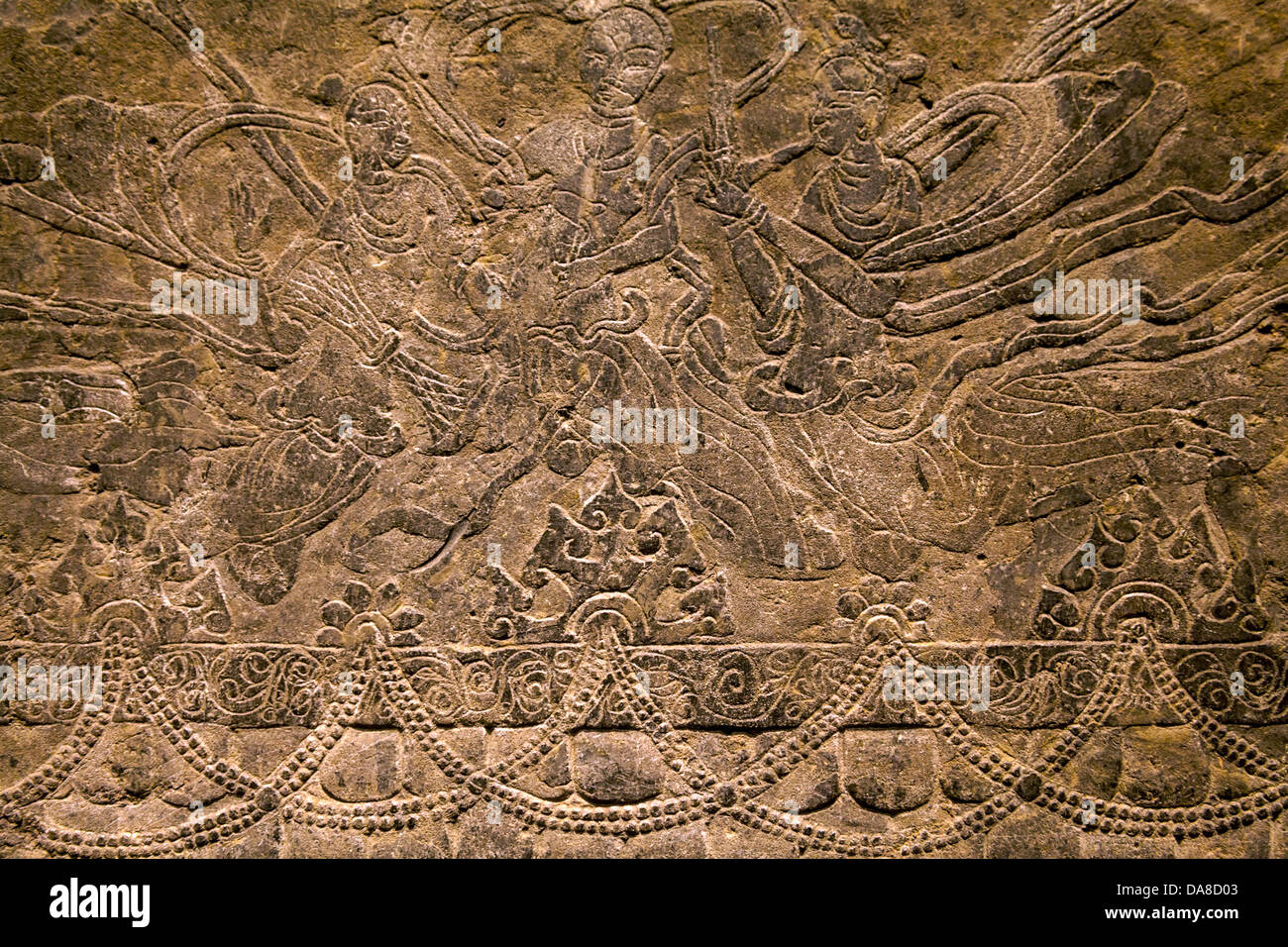 La stèle de calcaire taoïstes chinois (c.572), dynastie Zhou du Nord sur l'affichage dans un Smithsonian Washington Mall gallery. Banque D'Images