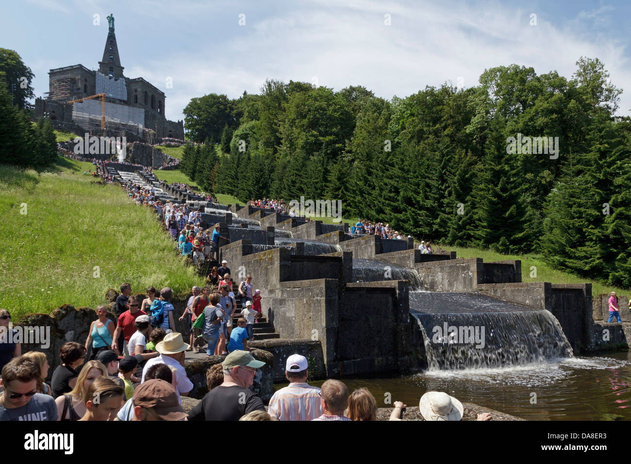 Jeux d'eau, cascades, Wilhelmshoehe, Kassel, Hesse, Allemagne Banque D'Images