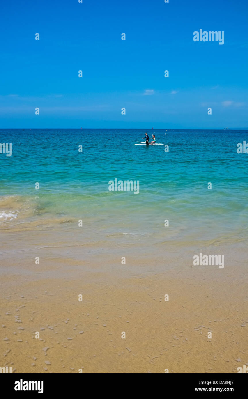 L'activité de l'eau à la plage de Porthminster, St Ives Cornwall Banque D'Images