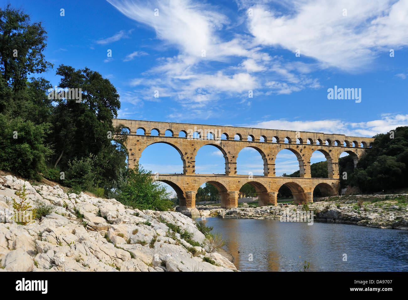 L'Unesco, de l'Antiquité, l'Aqueduc, Architecture, pont, bâtiment, Europe, extérieur, France, Gard, Gardon, historique, Horizontal, Langu Banque D'Images