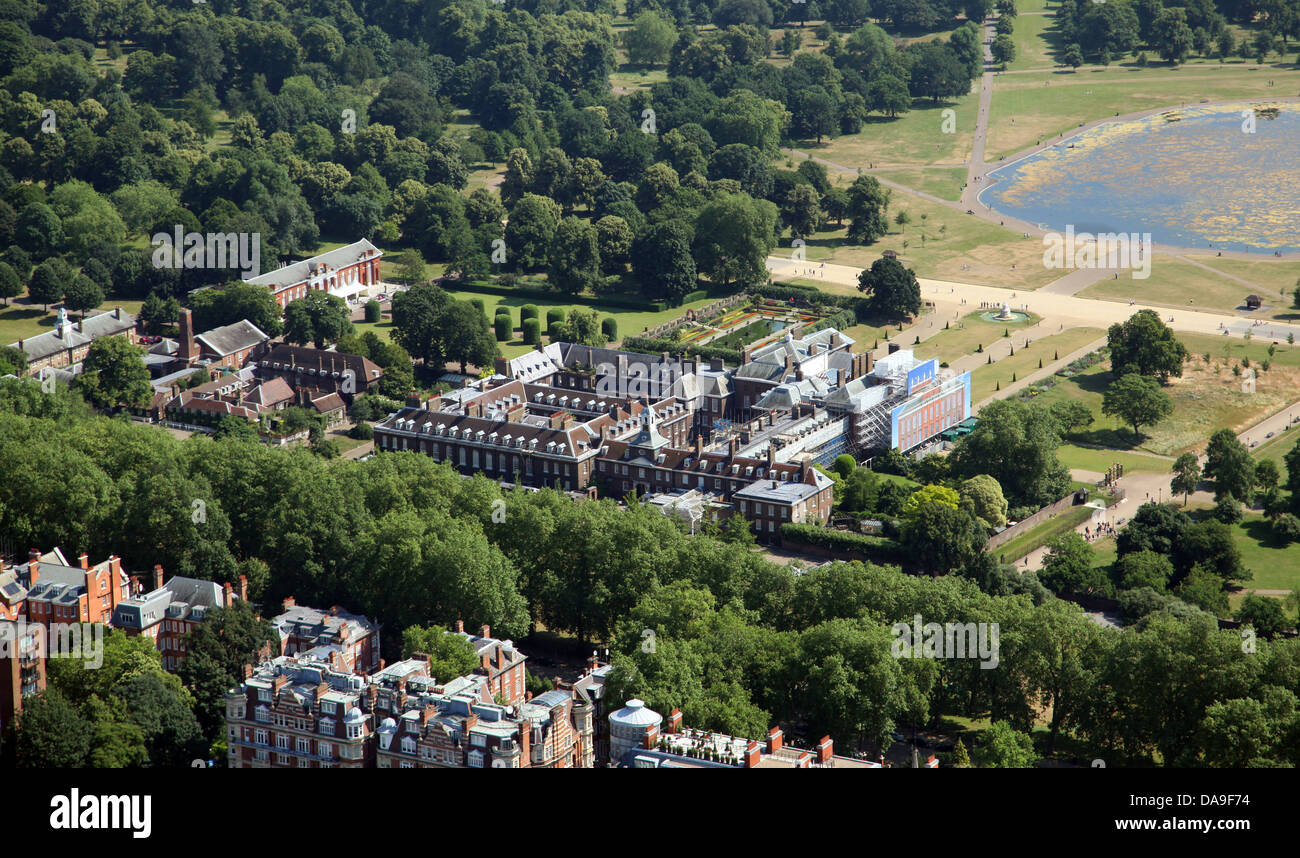 Vue aérienne de Kensington Palace à Hyde Park, Londres W8 Banque D'Images