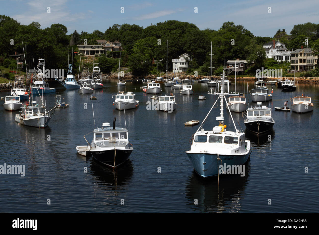 Bateaux à Perkins Cove, Ogunguit, Maine, USA. Oginquit est une populaire destination de vacances Nouvelle Angleterre Banque D'Images