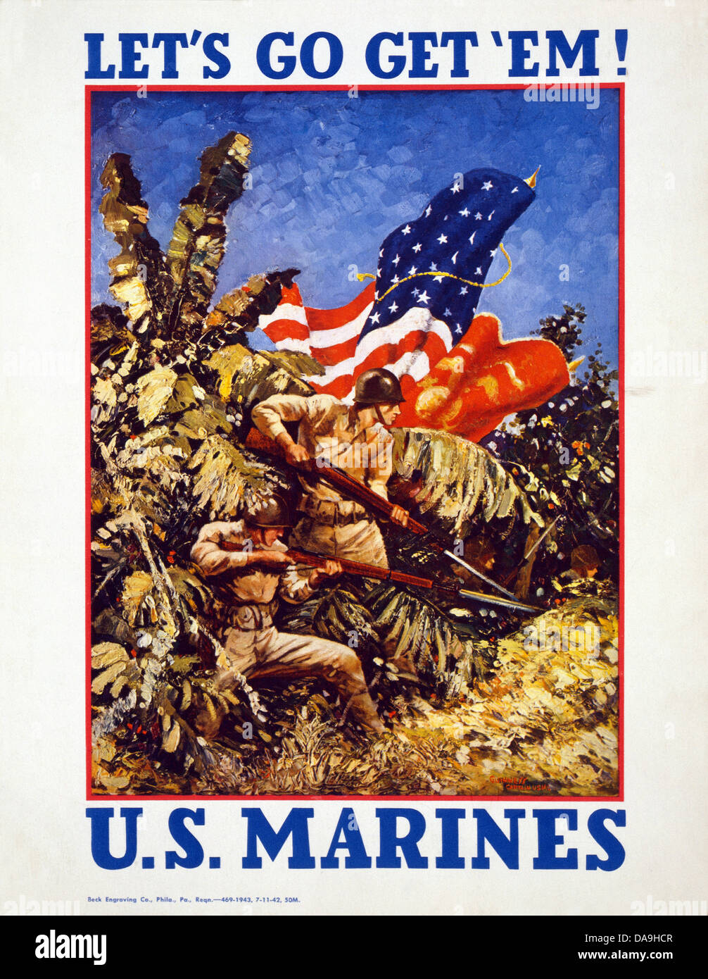 La Seconde Guerre mondiale, Seconde Guerre mondiale, la seconde guerre mondiale, la guerre, la propagande, l'affiche, l'affiche de propagande, USA, American, soldat, mitrailleuse, weap Banque D'Images