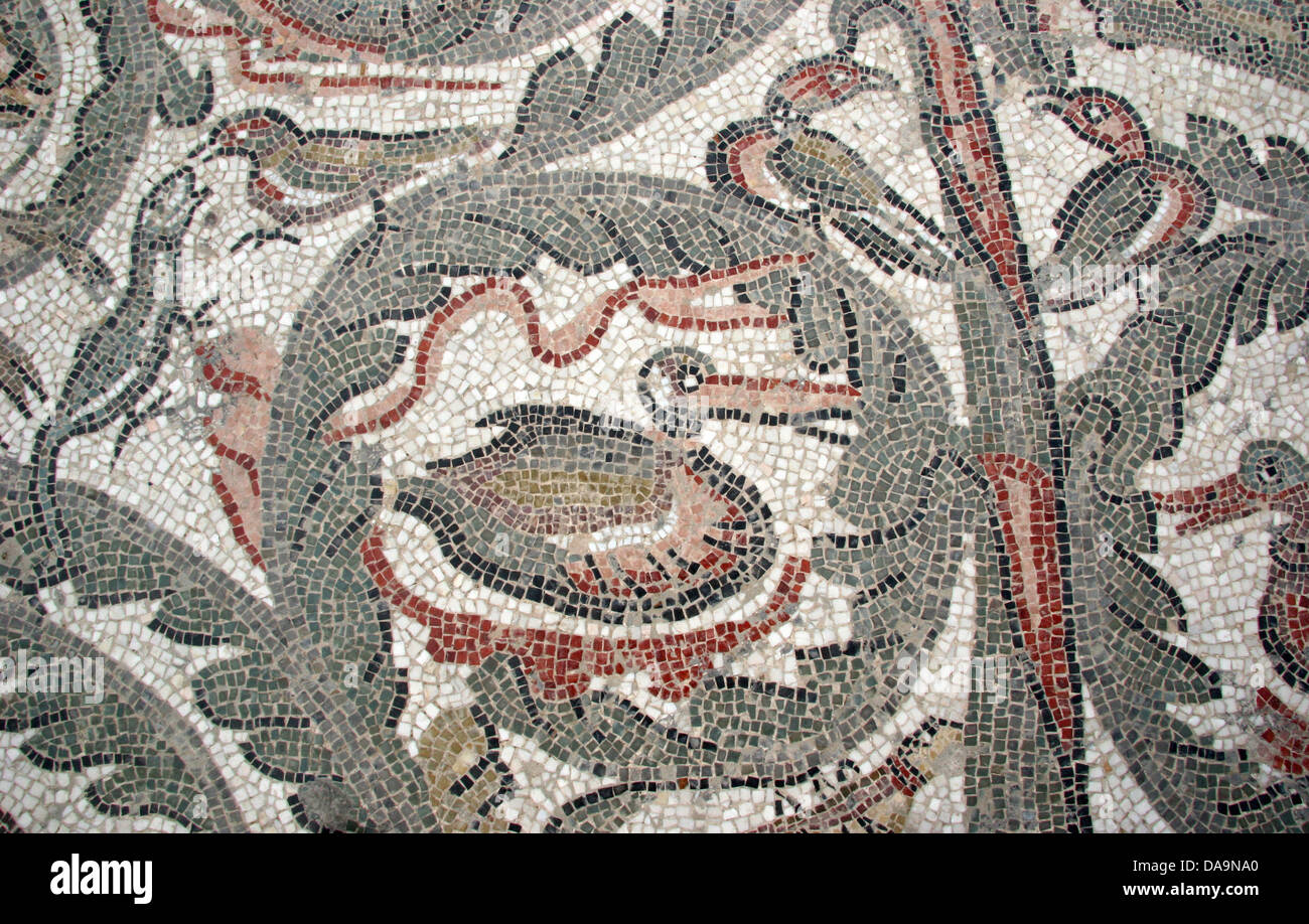 L'Italie, l'Europe, de la Sicile, la Villa Romana del Casale, Piazza Armerina, mosaïque, canard Banque D'Images