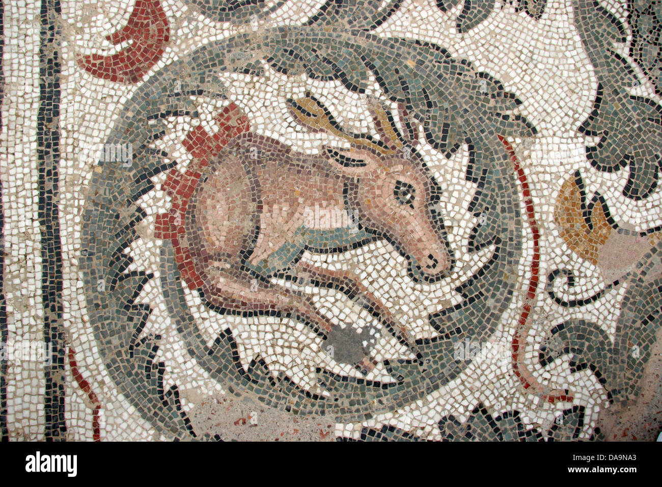 L'Italie, l'Europe, de la Sicile, la Villa Romana del Casale, Piazza Armerina, mosaïque, chèvre Banque D'Images