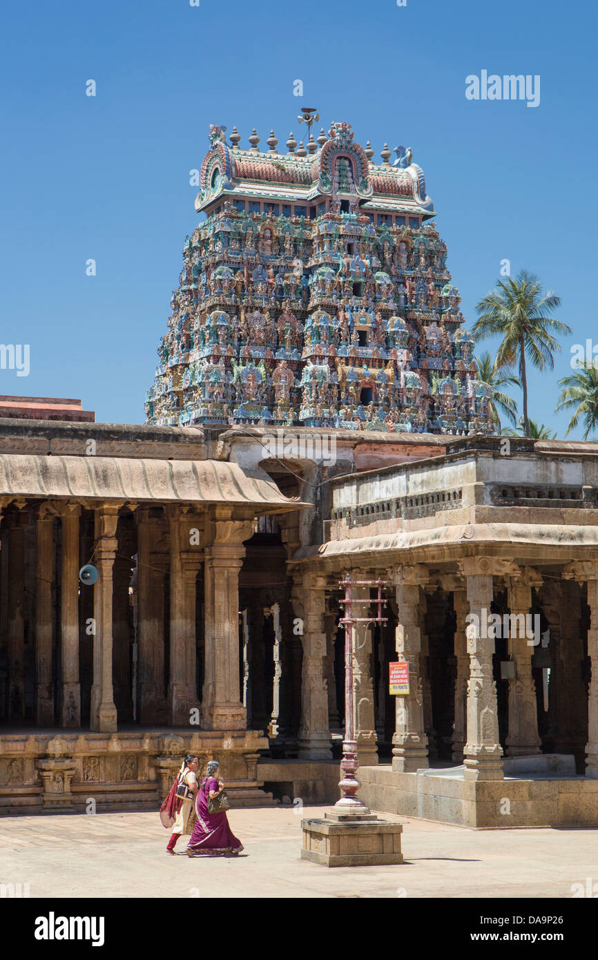 L'Inde, l'Inde, Asie, Tamil Nadu, Tiruchirappali, Trichy, Jambukeshwara, Temple, Thiruvanaikaval, Seigneur, Shiva, art, colorfu Banque D'Images