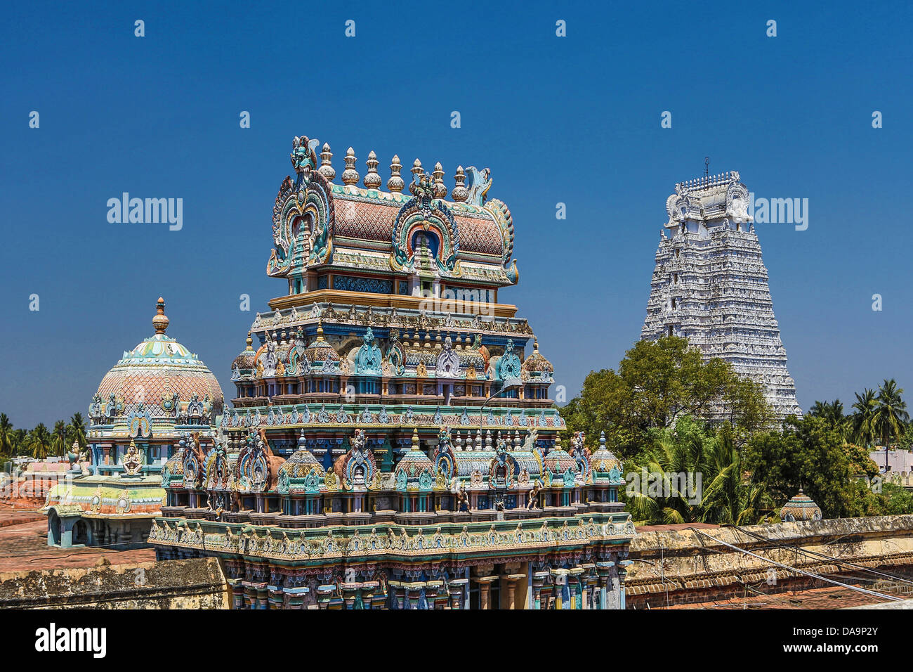 L'Inde, l'Inde, Asie, Tamil Nadu, Srirangan, athashwami, Temple, Srirangan, Tiruchirappali, Trinchi, art, colorée, Dravidi Banque D'Images