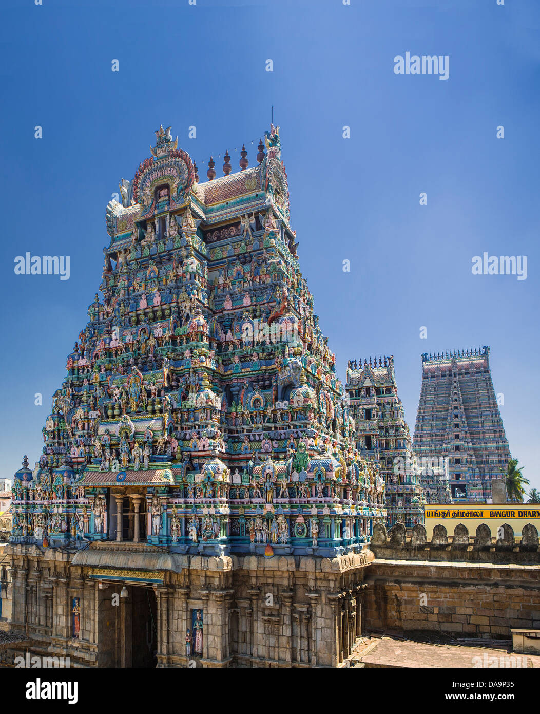 L'Inde, l'Inde, Asie, Tamil Nadu, Srirangan, athashwami, Temple, Srirangan, Tiruchirappali, Trinchi, art, colorée, Dravidi Banque D'Images