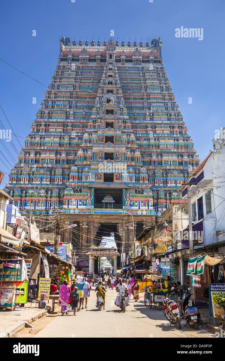 L'Inde, l'Inde, Asie, Tamil Nadu, Srirangan, athashwami, Temple, Srirangan, Tiruchirappali, Trinchi, art, colorée, Dravidi Banque D'Images