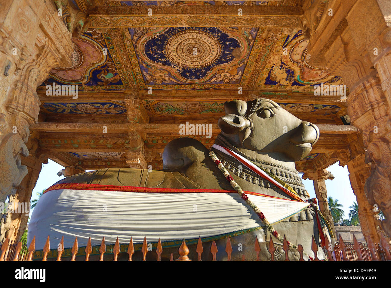 L'Inde, l'Inde, Asie, Tamil Nadu, Thanjavur, Tanjor, Sri Brihadeshwara, Temple, patrimoine mondial, art, Bull, plafond, Dravidia Banque D'Images