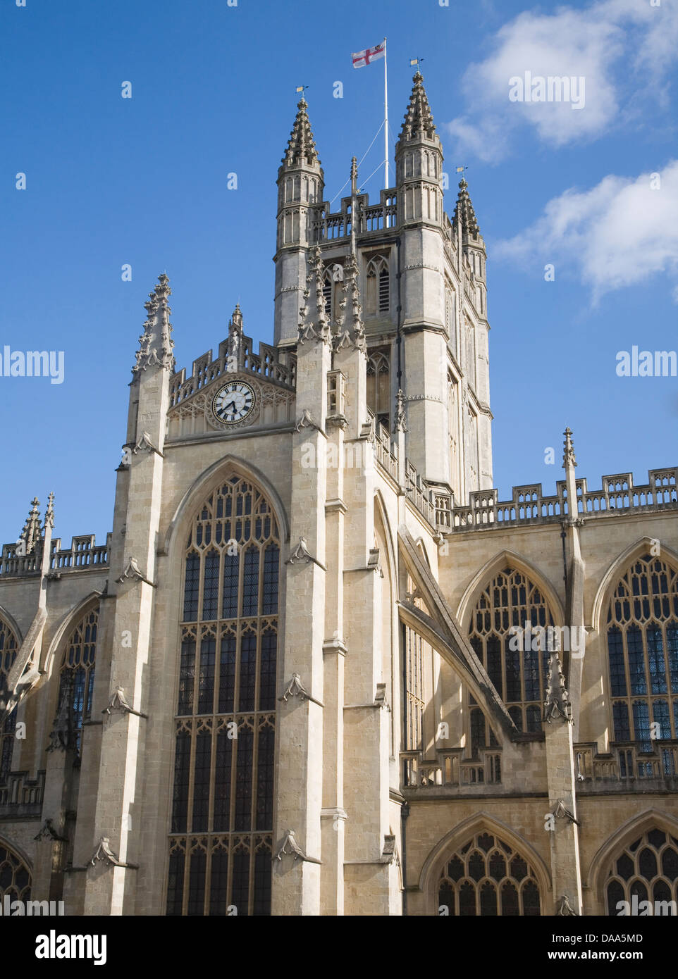 Église abbatiale avec baignoire tour, Somerset, Angleterre Banque D'Images