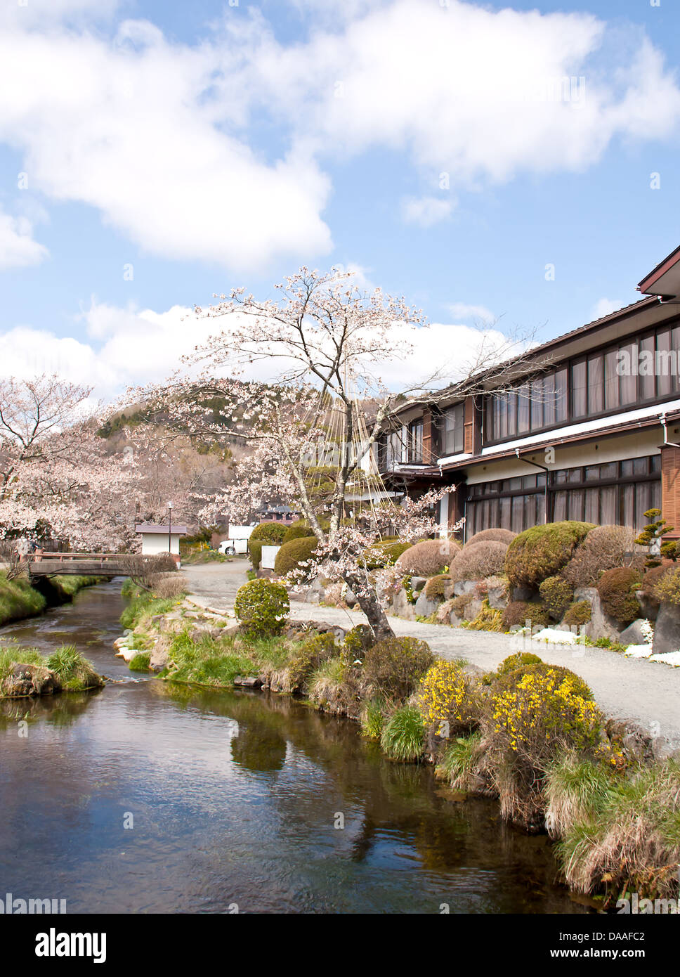 Paysage, avec maison voisin du canal au Japon Banque D'Images