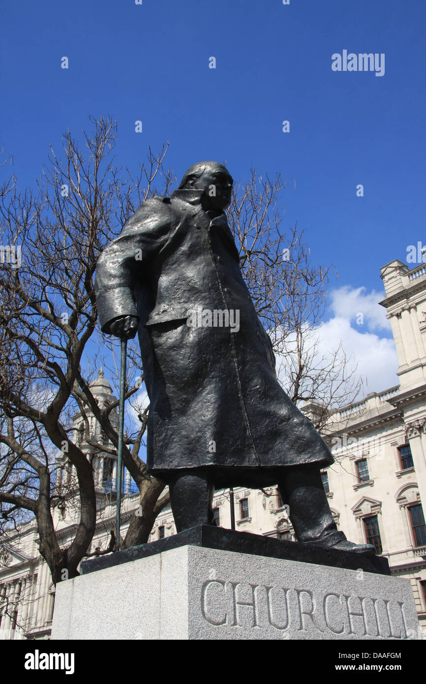 Londres, Angleterre, Grande-Bretagne, Royaume-Uni, Royaume-Uni, la place du Parlement, Big Ben, Churchill, Winston Churchill, statue Banque D'Images