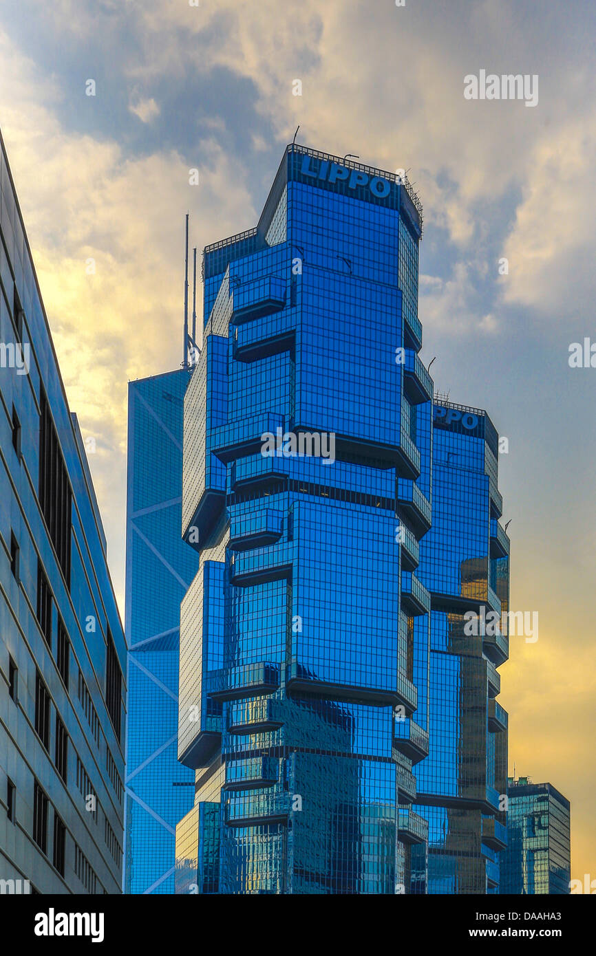 Hong Kong, Chine, Asie, Ville, Centre de Hong Kong, Chine, Asie, Lippo Towers, l'architecture, du centre, de l'horizon, des gratte-ciel Banque D'Images