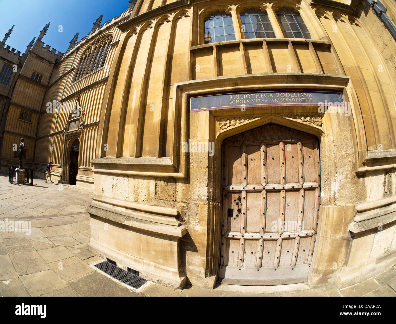 La Bodleian Library Oxford - l'entrée à l'école de jurispudence  fisheye view Banque D'Images