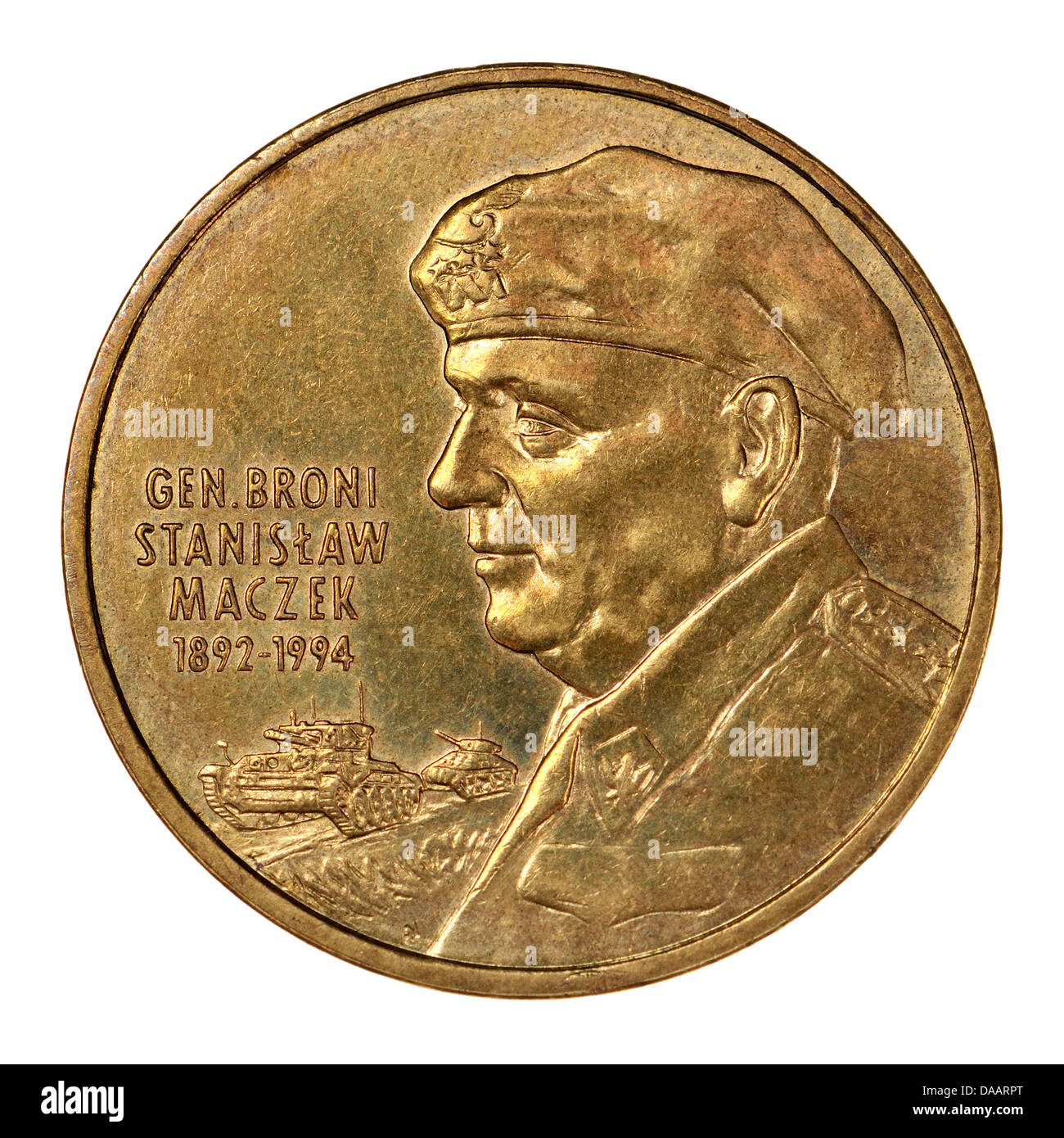 2zl polonais monnaie commémorative dans 'Nordic Gold'. Le général Maczek (1892-1994) WW2 tank commander Banque D'Images