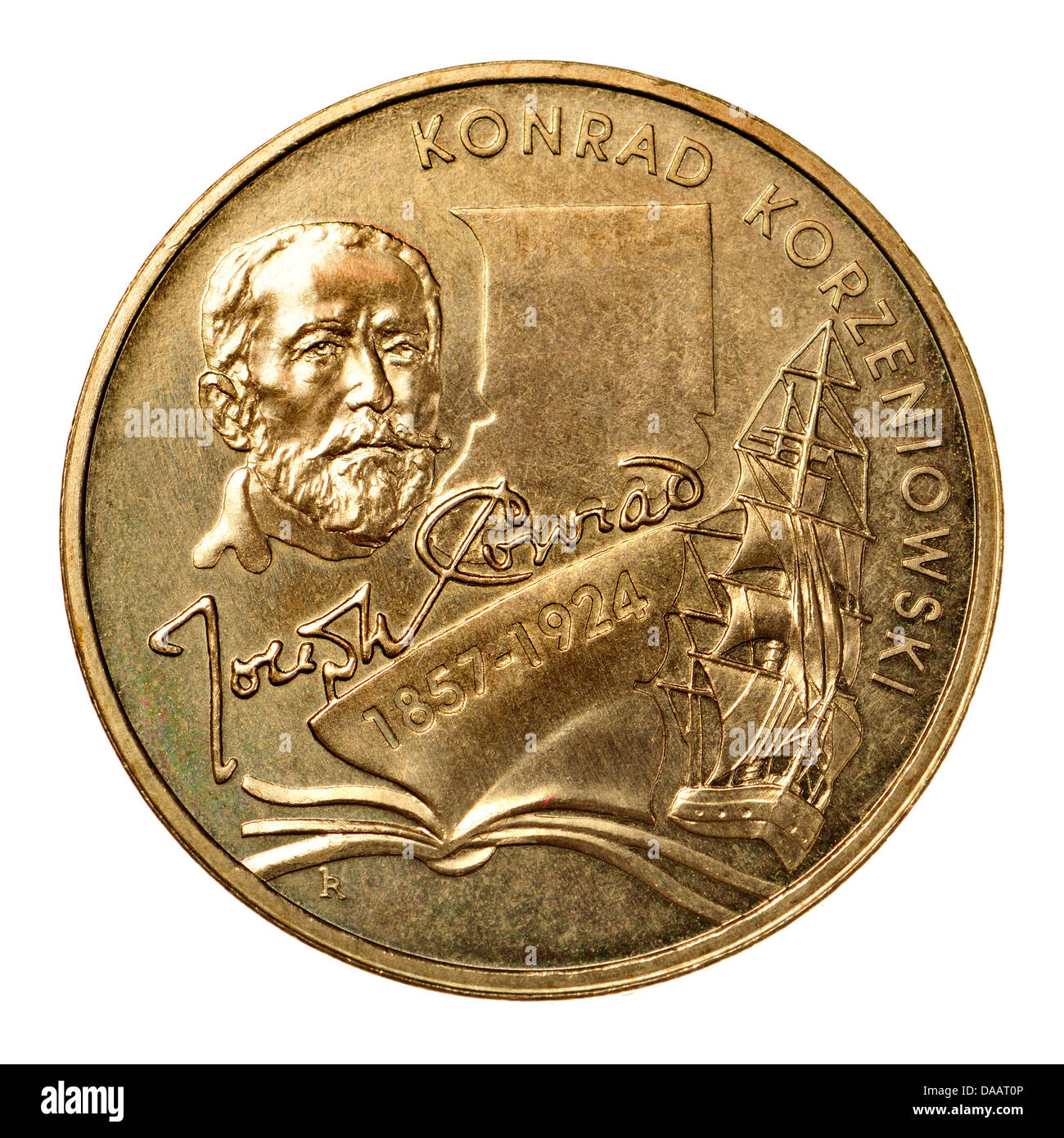 2zl polonais monnaie commémorative dans 'Nordic Gold'. Joseph Conrad (1857-1924) Auteur, né Józef Teodor Konrad Korzeniowski Banque D'Images