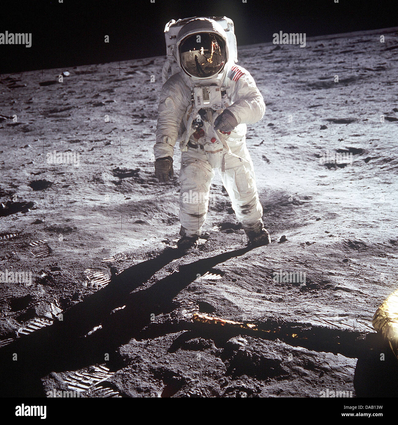 L'astronaute américain Buzz Aldrin marchant sur la lune 21 juillet 1969 sur la mission Apollo 11. Banque D'Images