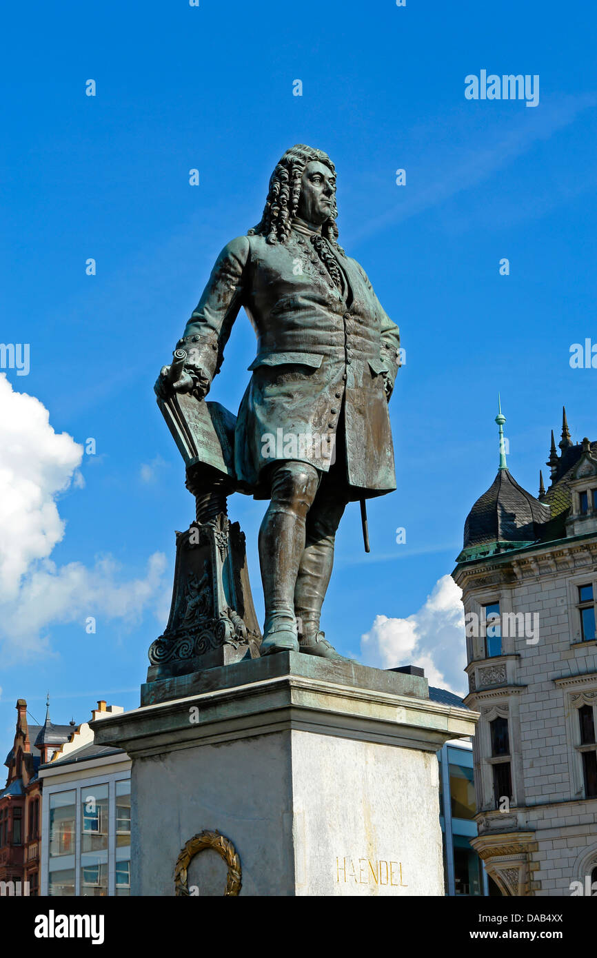 L'Europe, l'Allemagne, la Saxe-Anhalt, Halle, marché, Händel, 1685 - 1759, monument, architecture, monuments, les gens, les personnes, BUI Banque D'Images