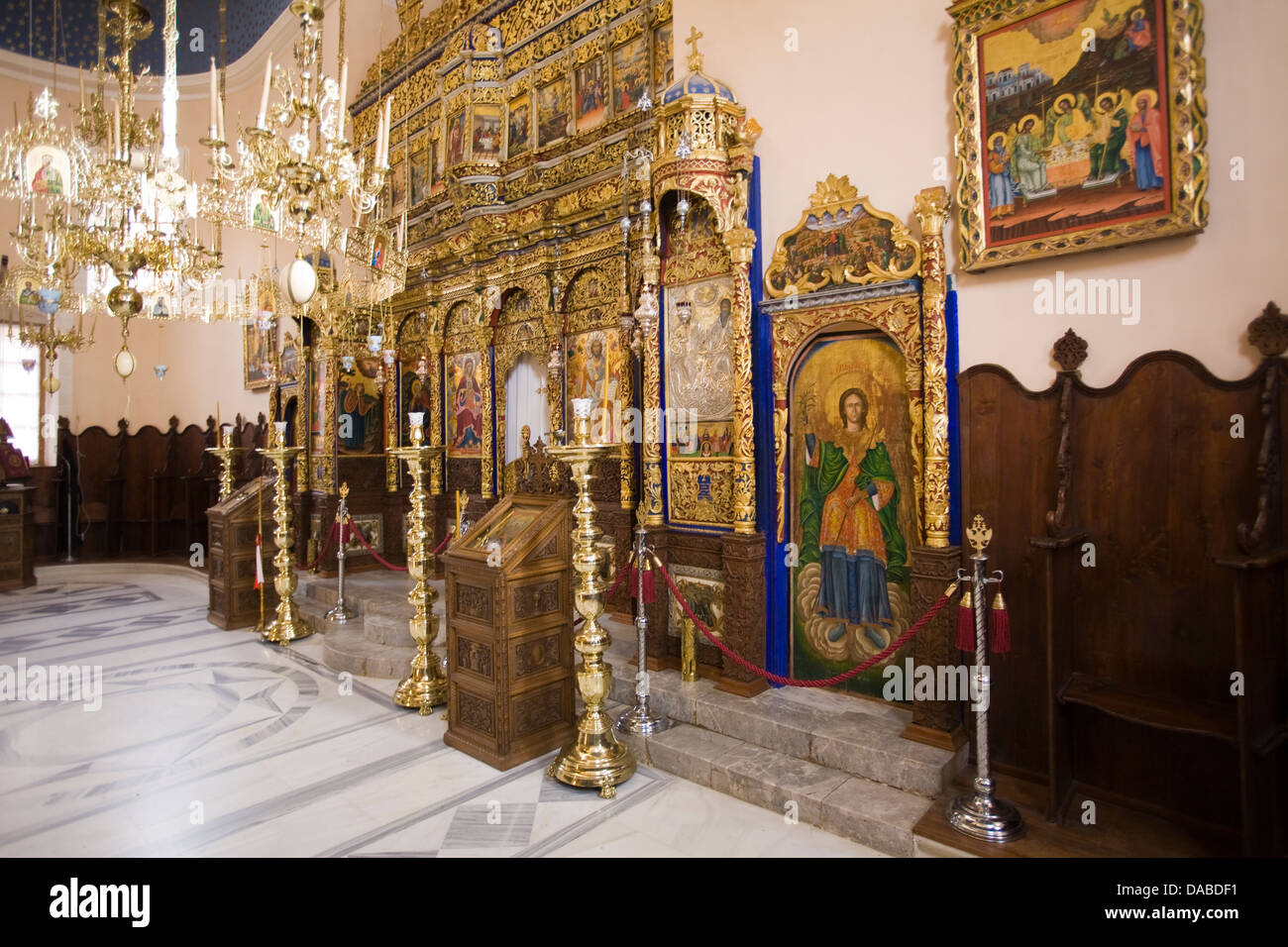 Icônes précieux grace le monastère d'Agia Triada près de La Canée, Crète, Grèce. Banque D'Images