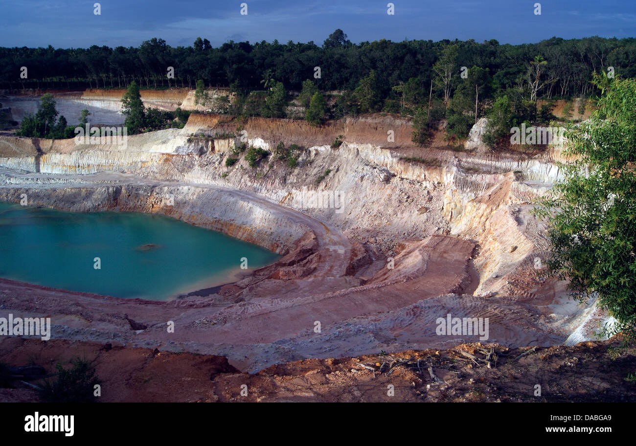 Mines d'argile et de l'étang de la formation. Les questions environnementales Kerala Inde Banque D'Images