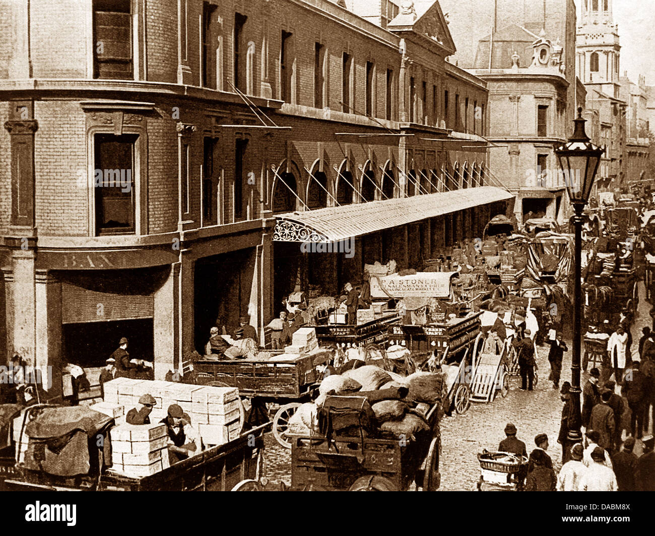 Marché de Billingsgate Londres victorienne Banque D'Images