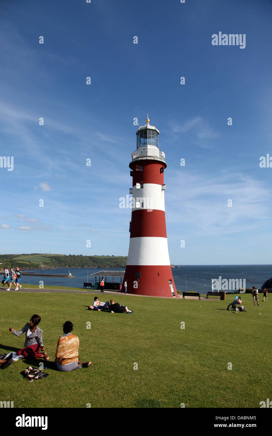 Smeaton's Tower, Plymouth Hoe, Plymouth, Devon, Angleterre, Royaume-Uni, Europe Banque D'Images