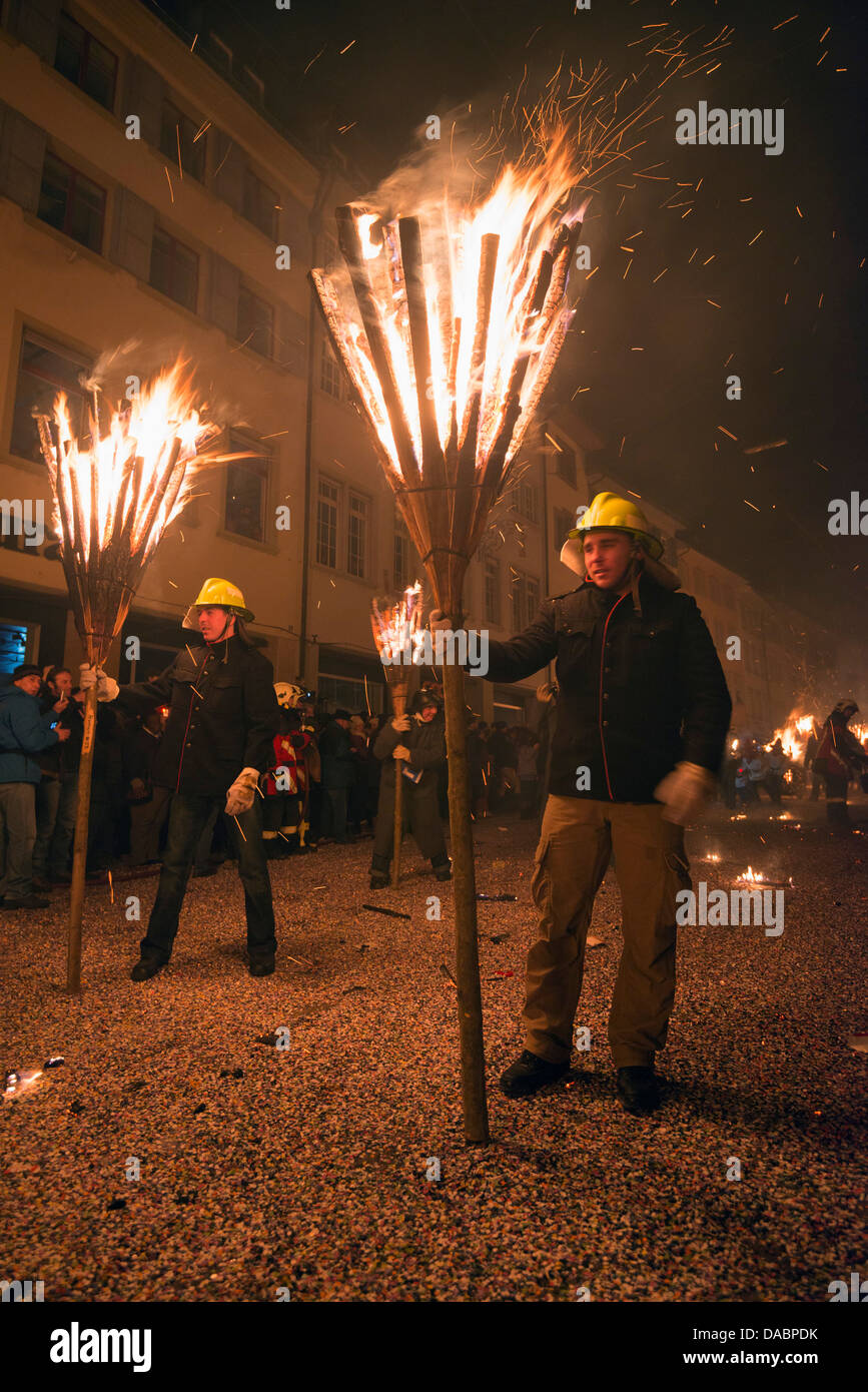 Fasnact carnaval du printemps fête du feu, Liestal, Suisse, Europe Banque D'Images