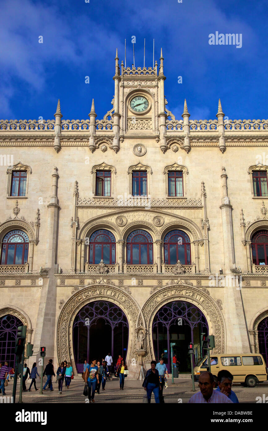La gare de Rossio, à Lisbonne, au Portugal, au sud-ouest de l'Europe Banque D'Images