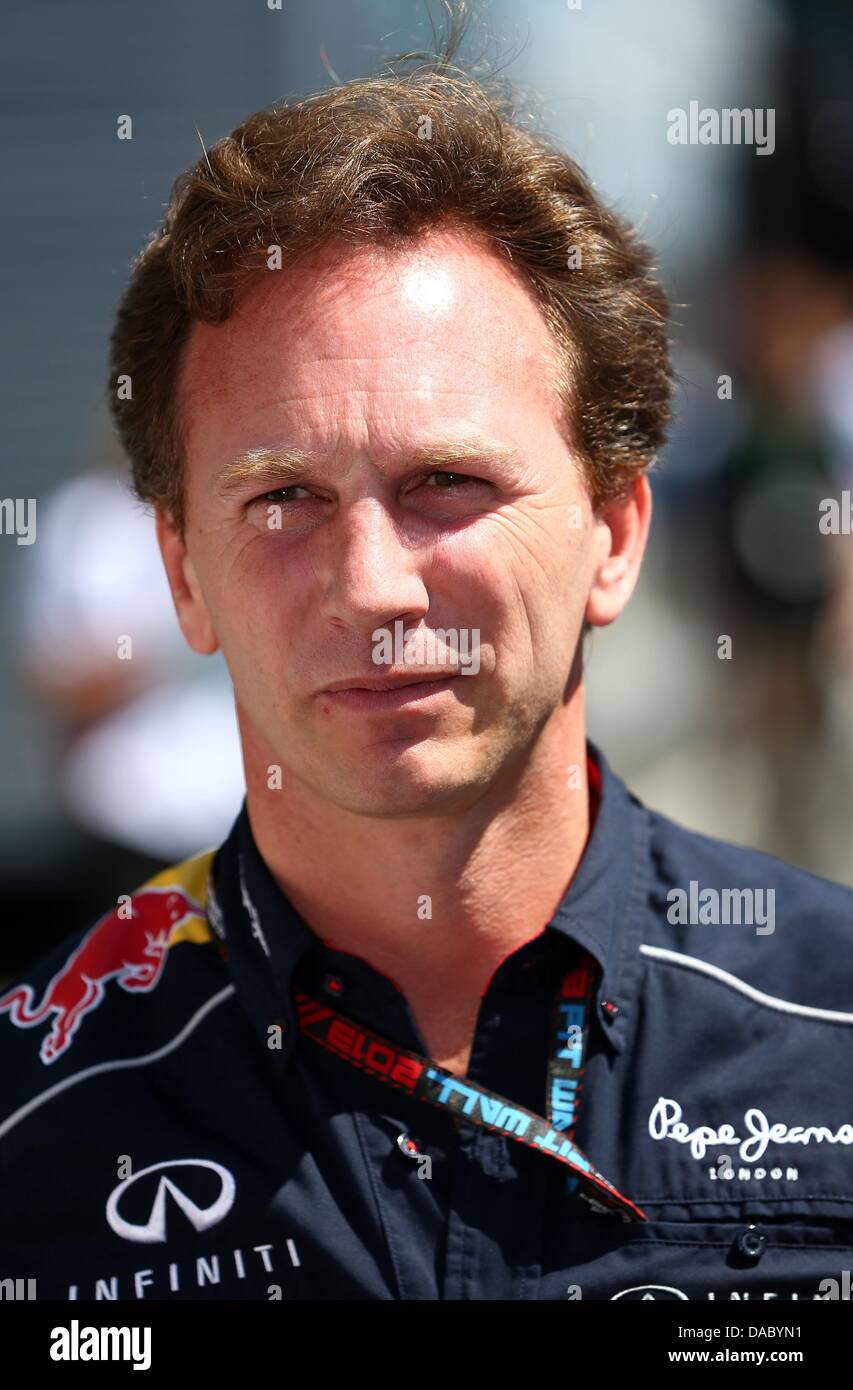 Le team principal de Red Bull, Christian Horner, Britannique vu au circuit Nürburgring Nuerburg en, Allemagne, 07 juillet 2013. Photo : Jens Buettner/dpa Banque D'Images