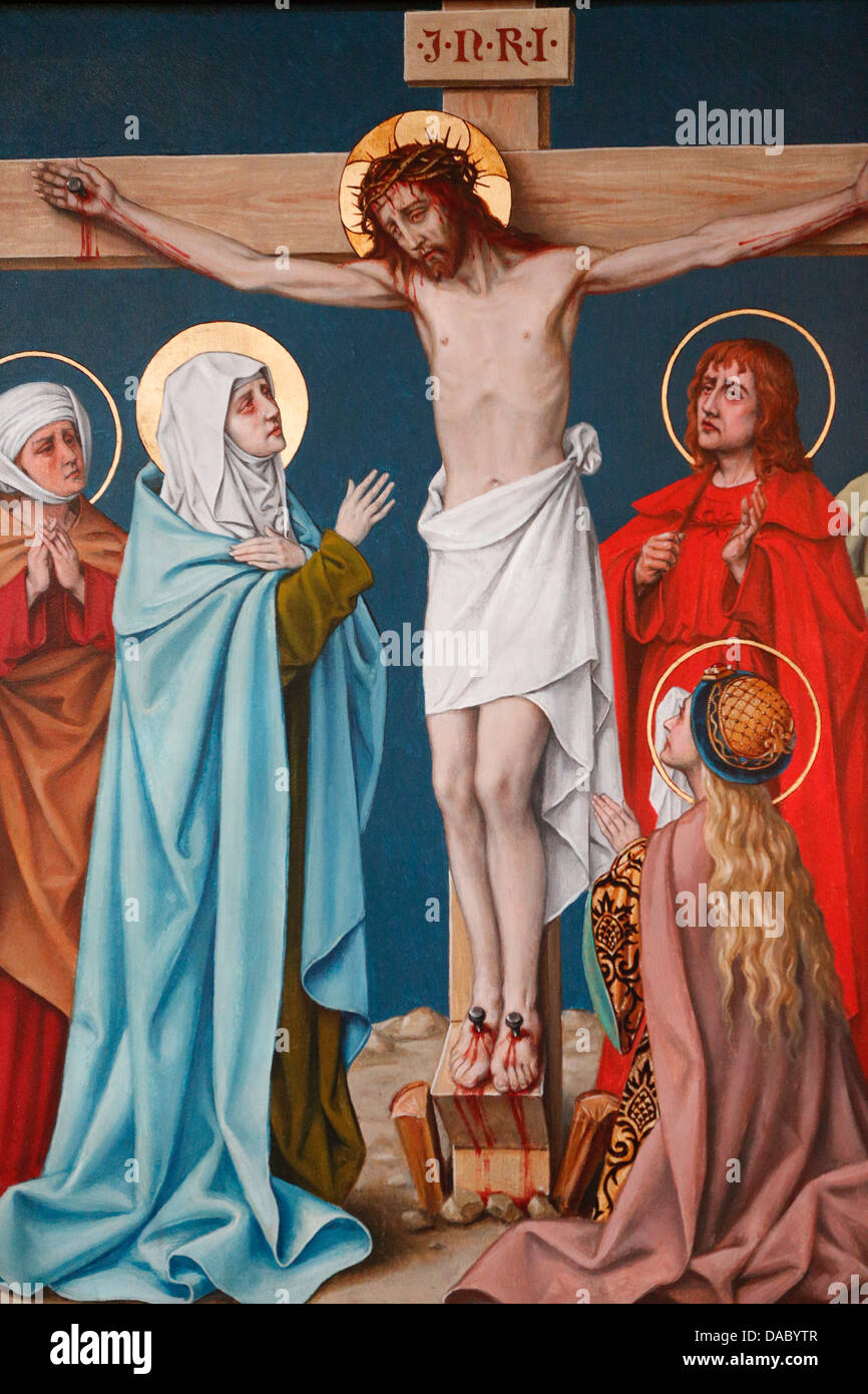 La Crucifixion de Jésus, saint sang Basilique, Bruges, Flandre occidentale, Belgique, Europe Banque D'Images