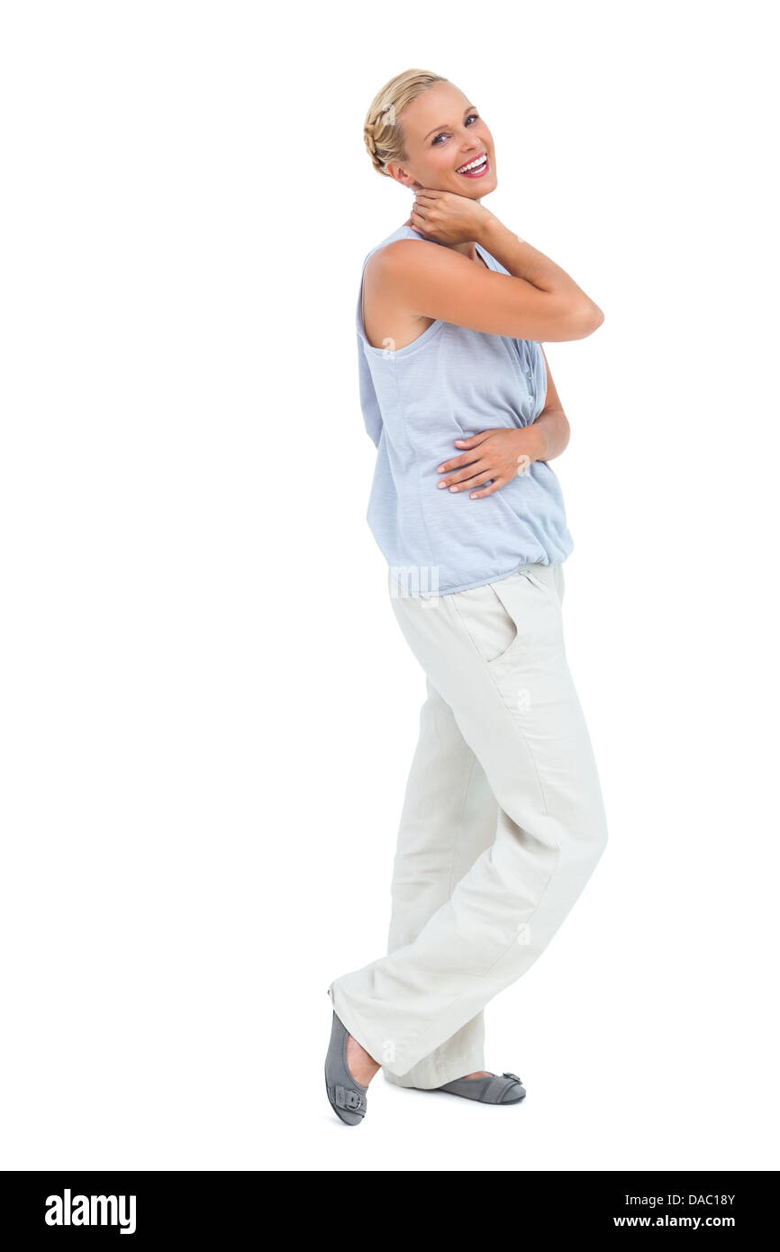 Pretty woman looking at camera and smiling Banque D'Images