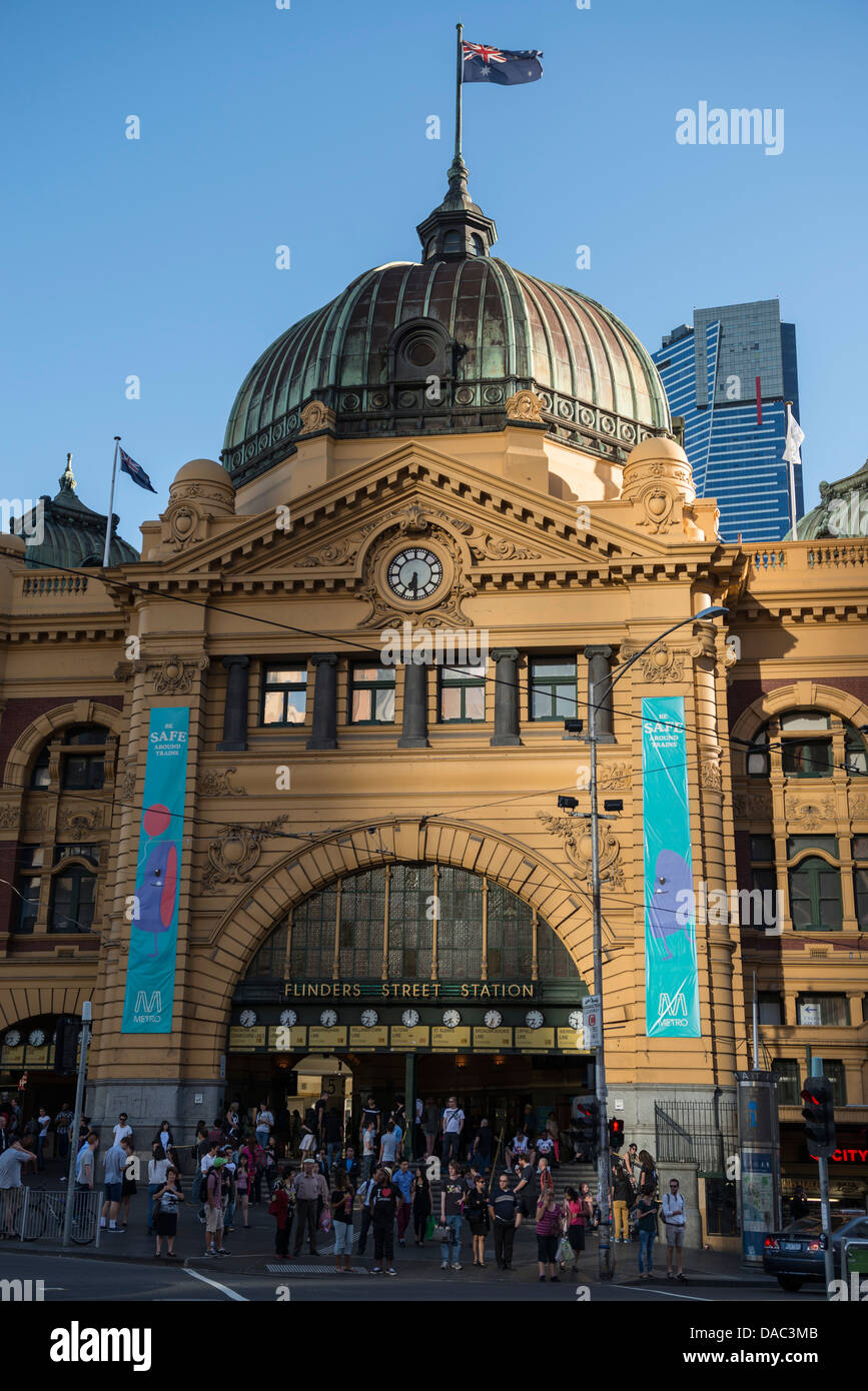 Entrée principale de la gare de Flinders Street, Melbourne, Australie Banque D'Images