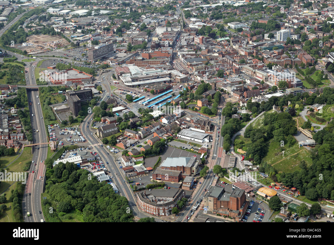 Vue aérienne de Dudley town centre Banque D'Images