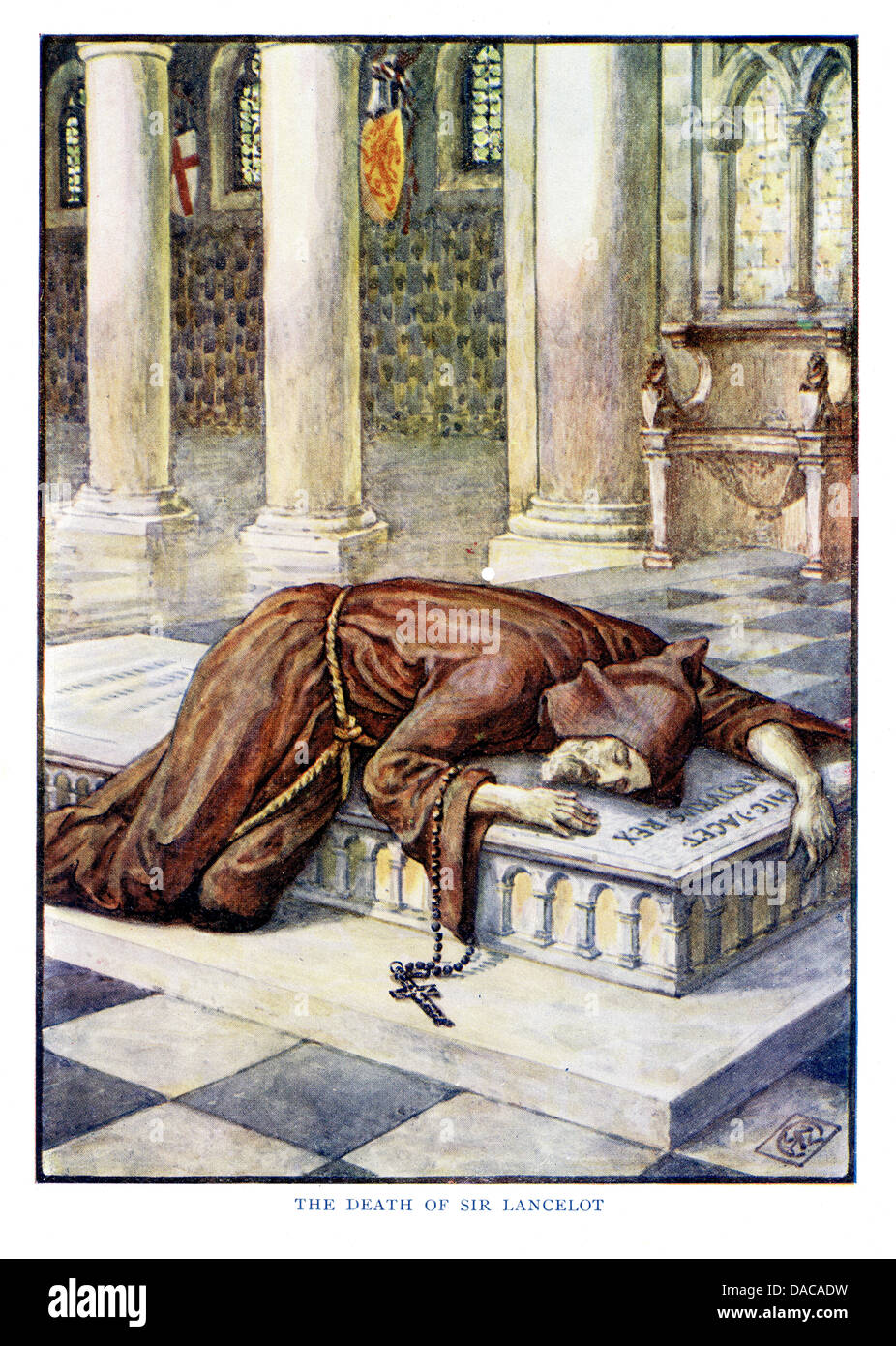 La mort de sir Lancelot, le Roi Arthur, les chevaliers Walter Crane Banque D'Images