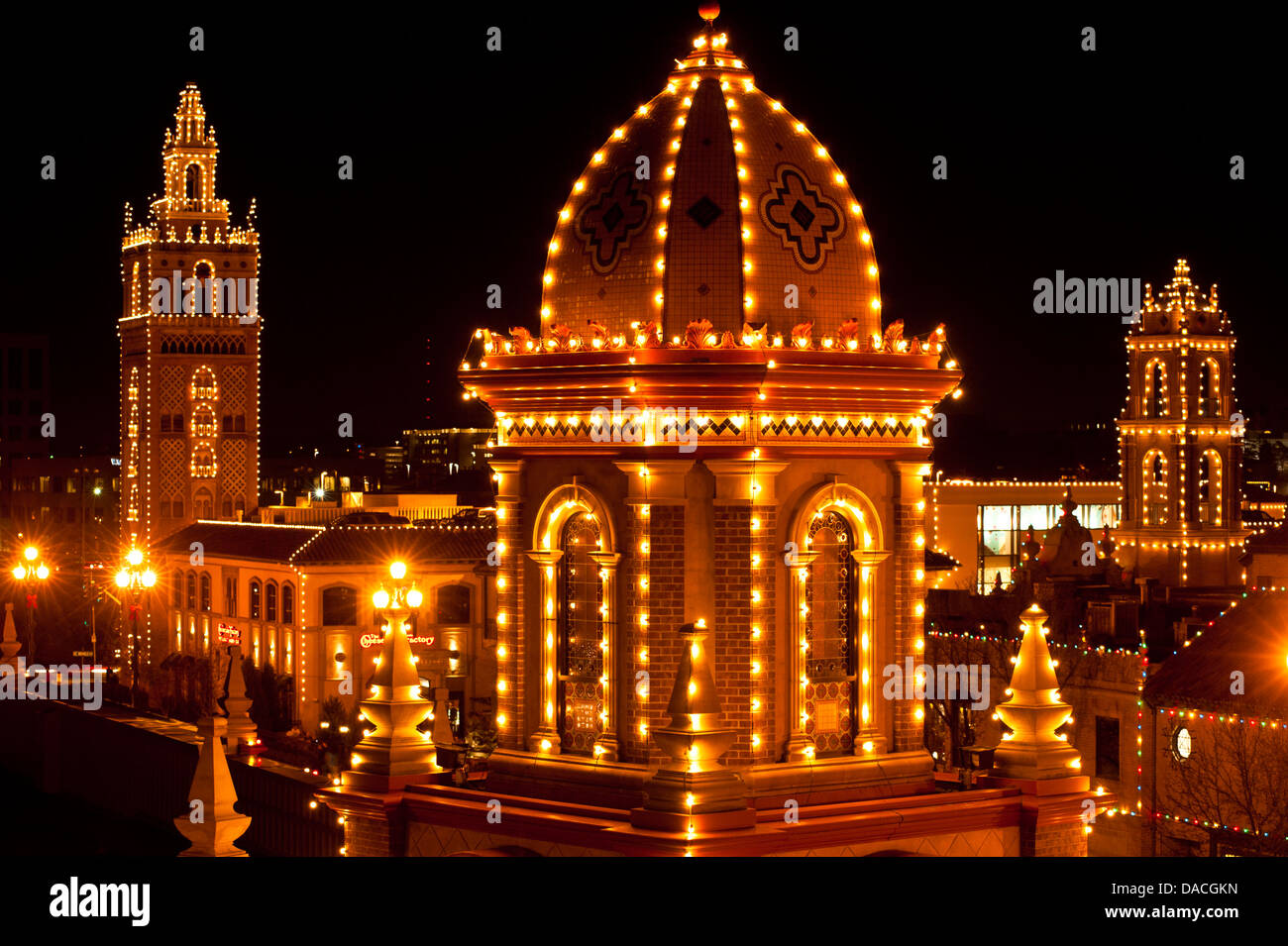 Lumières de Noël, Country Club Plaza, Kansas City, Missouri, États-Unis d'Amérique Banque D'Images