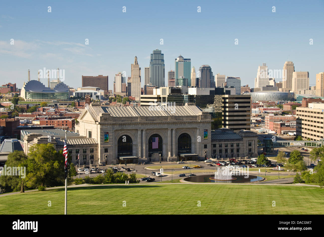 La gare Union et l'horizon de Kansas City, Missouri, États-Unis d'Amérique Banque D'Images