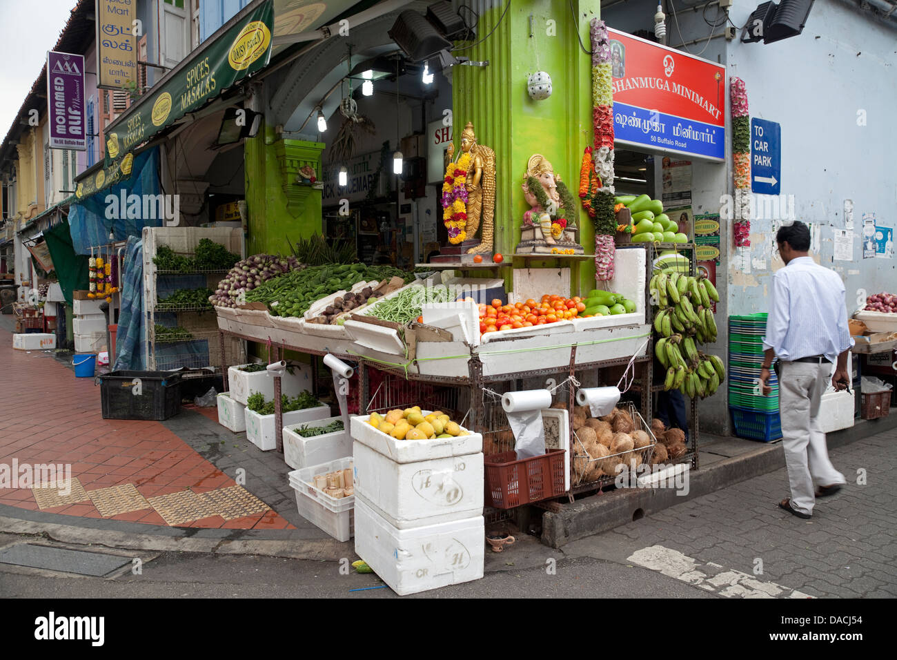 Marché alimentaire de l'air ouvert, Singapour Banque D'Images