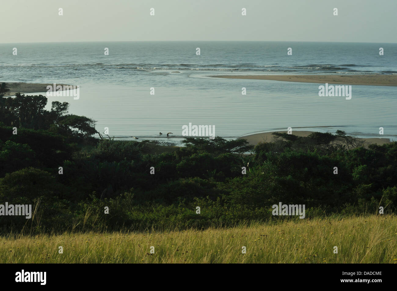 La rivière Tugela, KwaZulu-Natal, Afrique du Sud, paysage, rivière de la bouche, laggon, plage, océan Indien, Thukela Banque D'Images