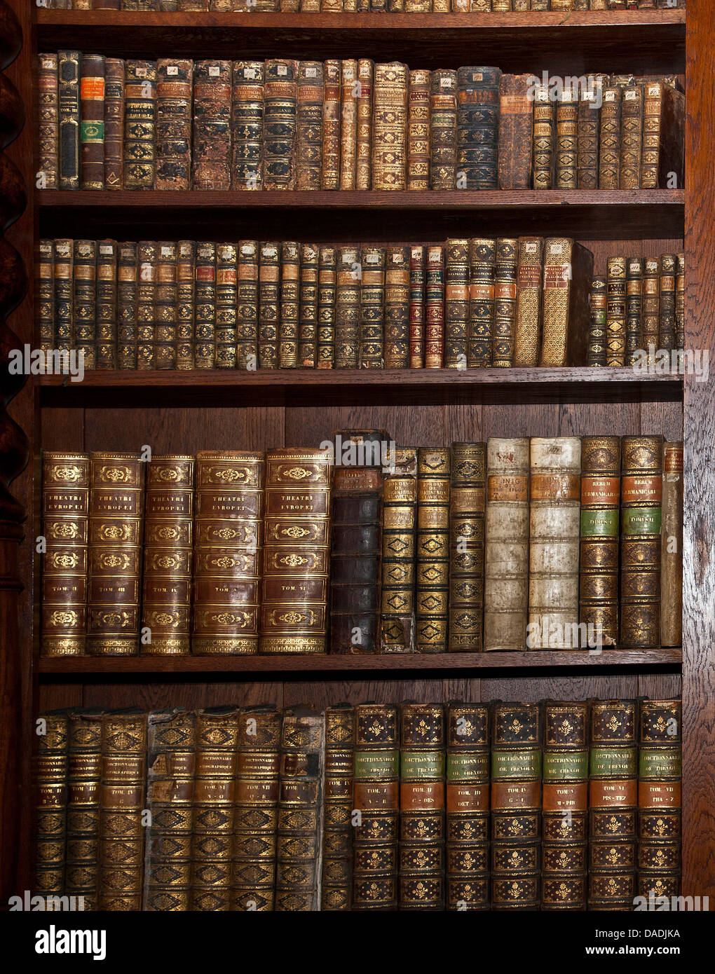 Vieux livres historiques dans la vieille bibliothèque étagère Photo Stock -  Alamy